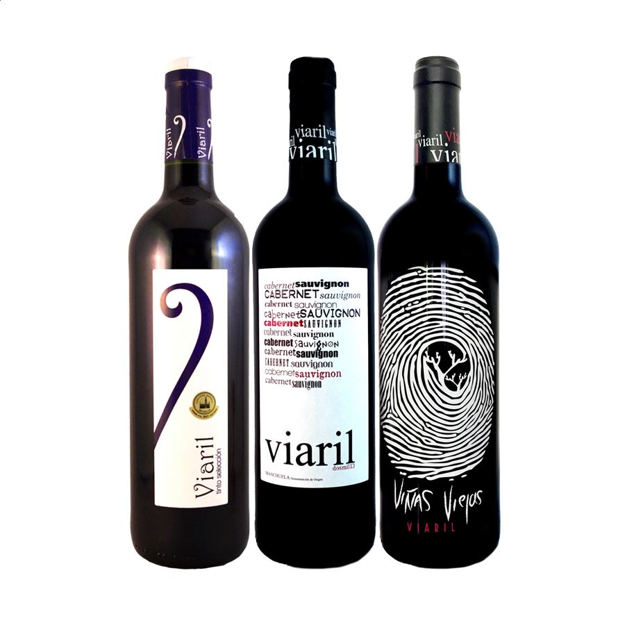 Viaril - Lote variado vino tinto D.O.P. Manchuela, 75cl 3uds