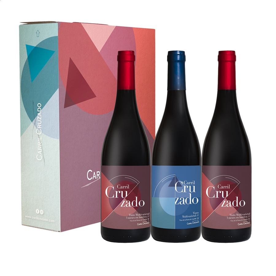 Carril Cruzado - Lote de vino tinto IGP Vino de la Tierra de Castilla y D.O.P. Manchuela 75cl, 3uds