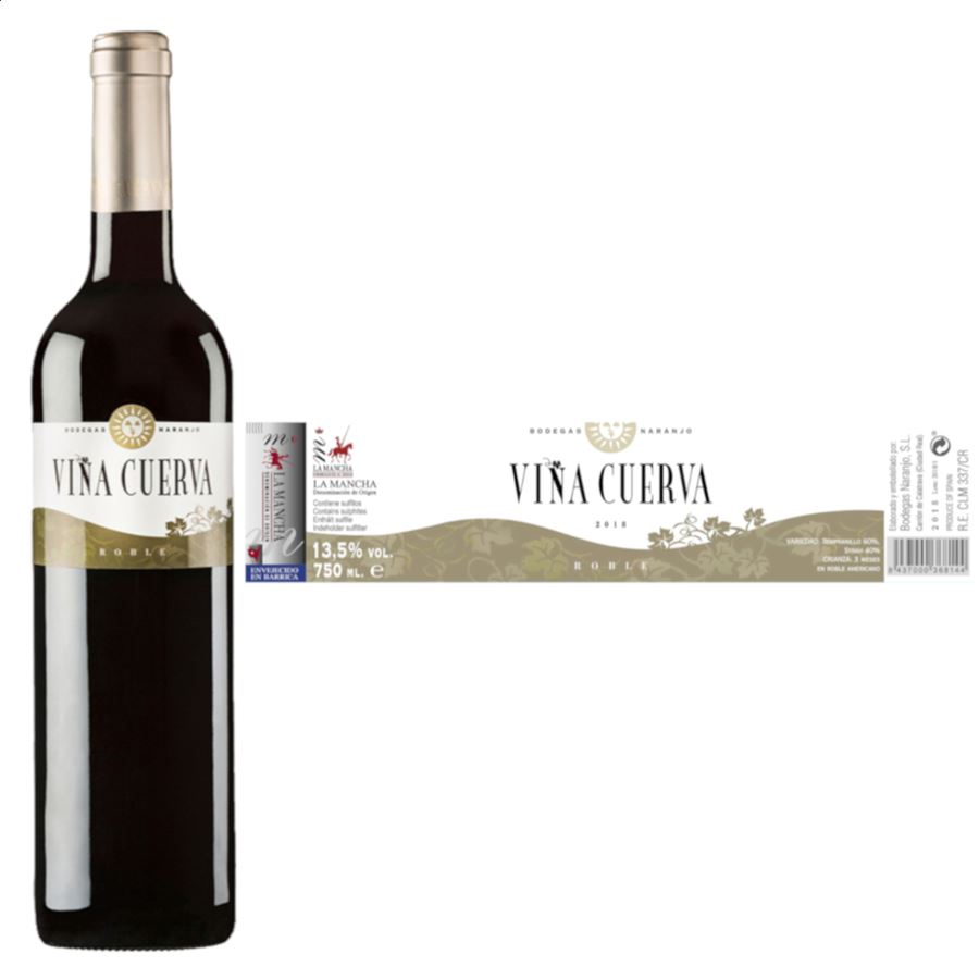 Bodegas Naranjo - Gama Viña Cuerva - Vino blanco, rosado y tinto D.O.P. La Mancha, 75cl 6uds