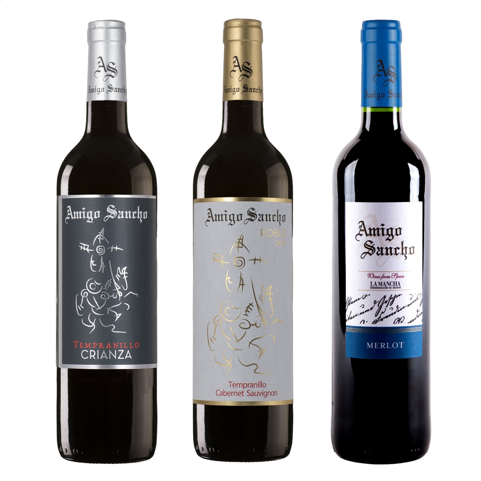 Bodegas San Isidro de Pedro Muñoz - Amigo Sancho Tintos D.O.P. La Mancha 75cl, 3uds