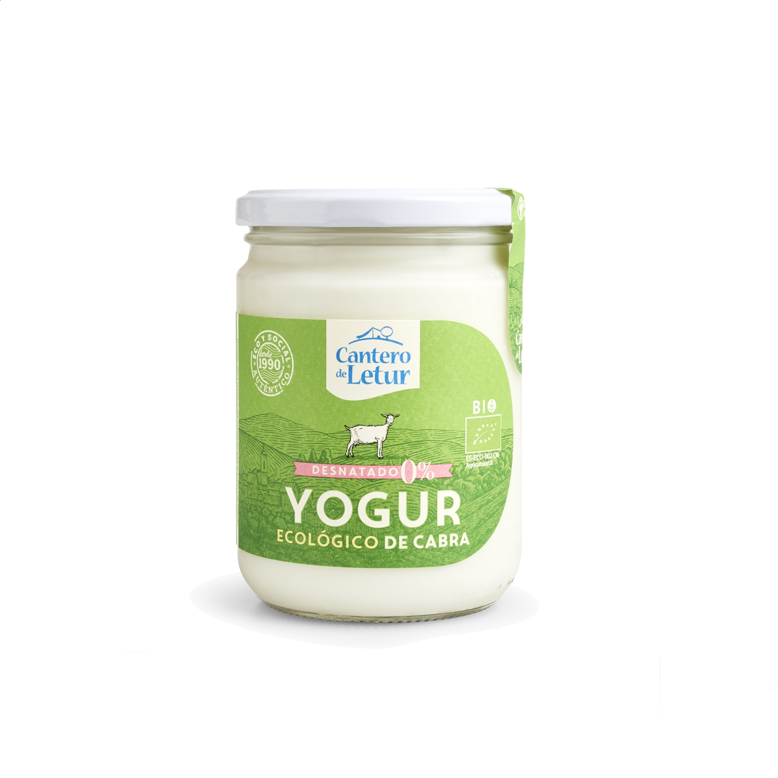 Cantero de Letur - Yogur ecológico desnatado de cabra, 12uds de 420gr