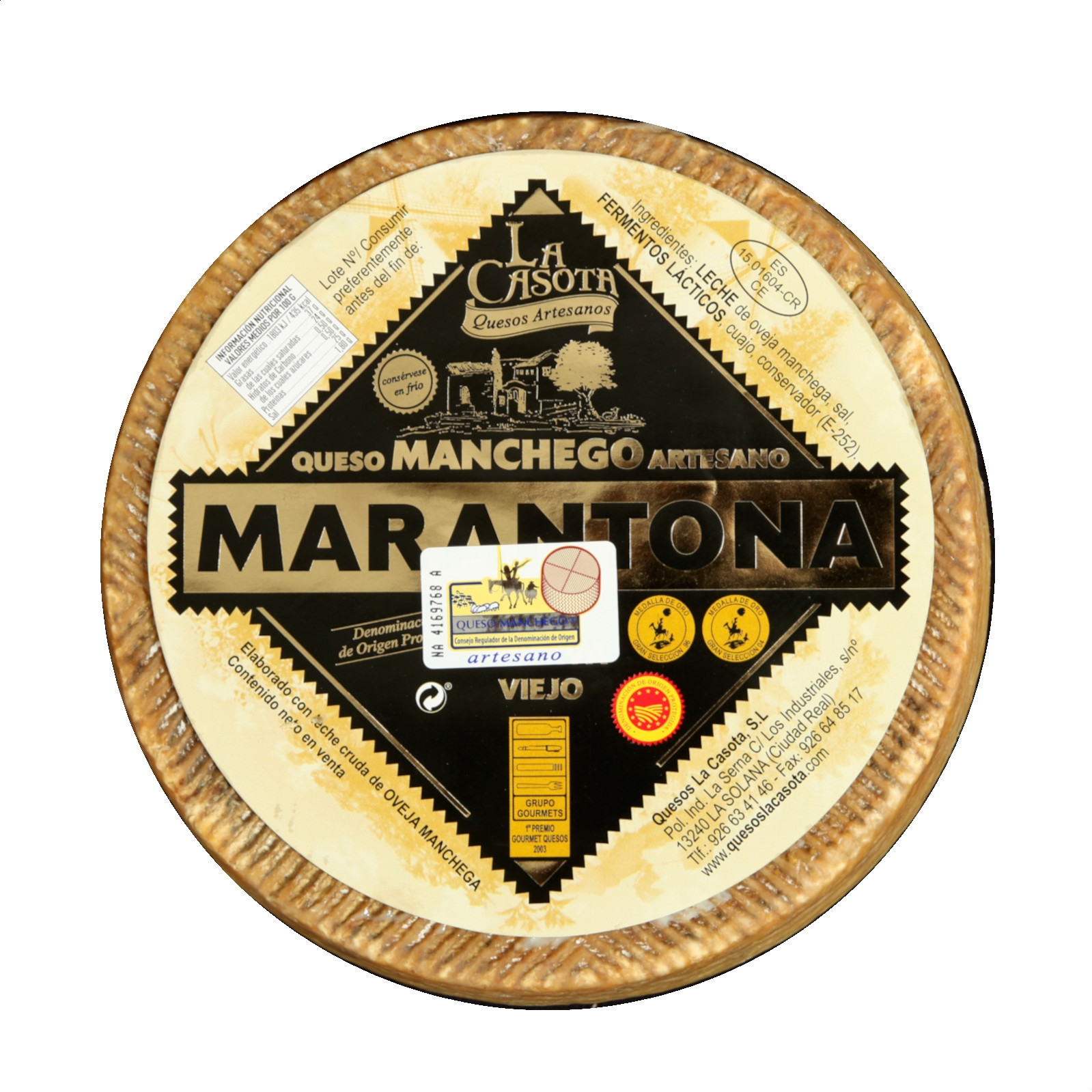 Quesos la Casota - Viejo Marantona D.O.P. Queso Manchego de 3kg, 1ud