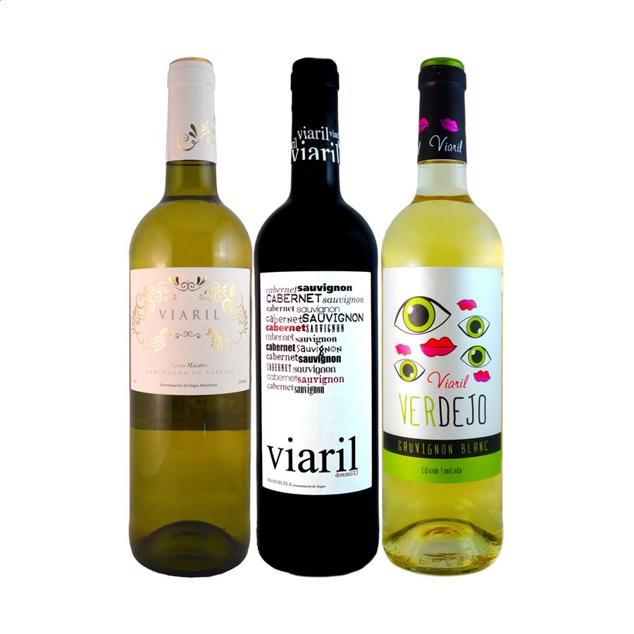 Viaril - Lote variado, vino blanco y tinto D.O.P. Manchuela, 75cl 3uds
