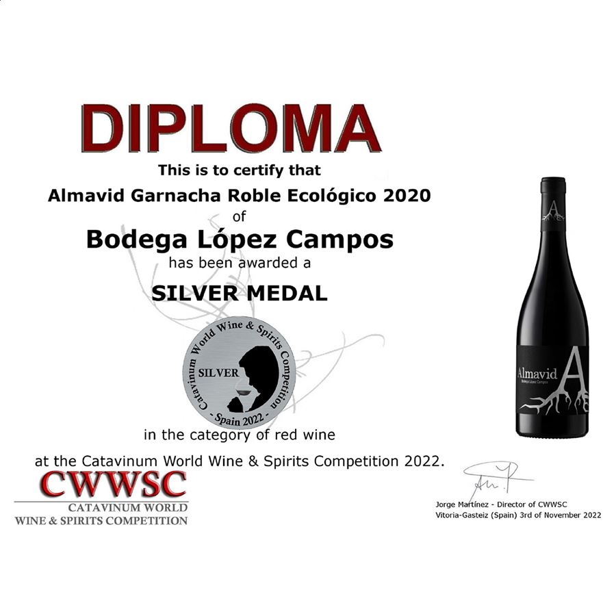 Almavid - Garnacha roble ecológico vino tinto D.O.P. Méntrida 75cl, 12uds