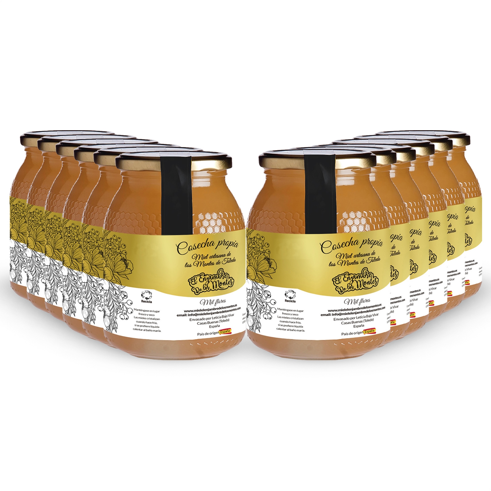 Miel el Enjambre de los Montes – Miel de Milflores 1Kg, 12uds