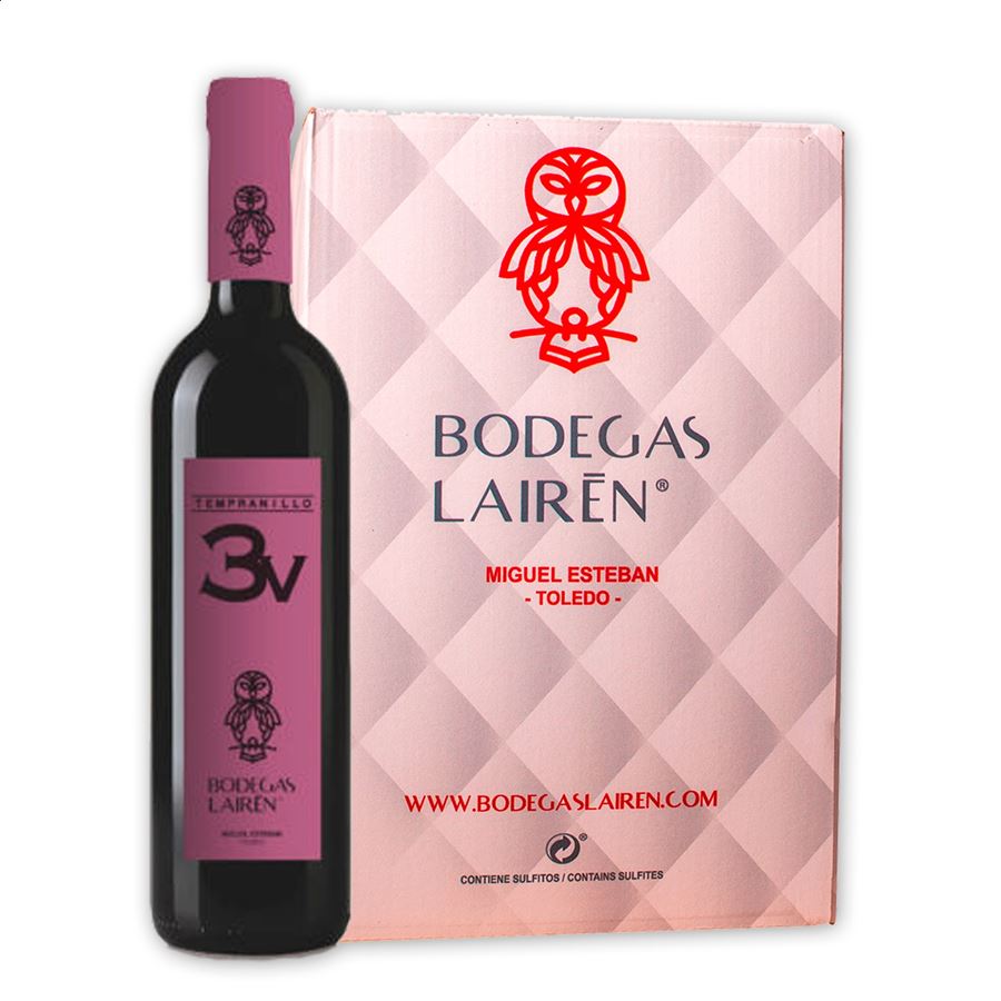 Bodegas Lairén - 3V vino tinto joven D.O.P La Mancha 75cl, 6uds.