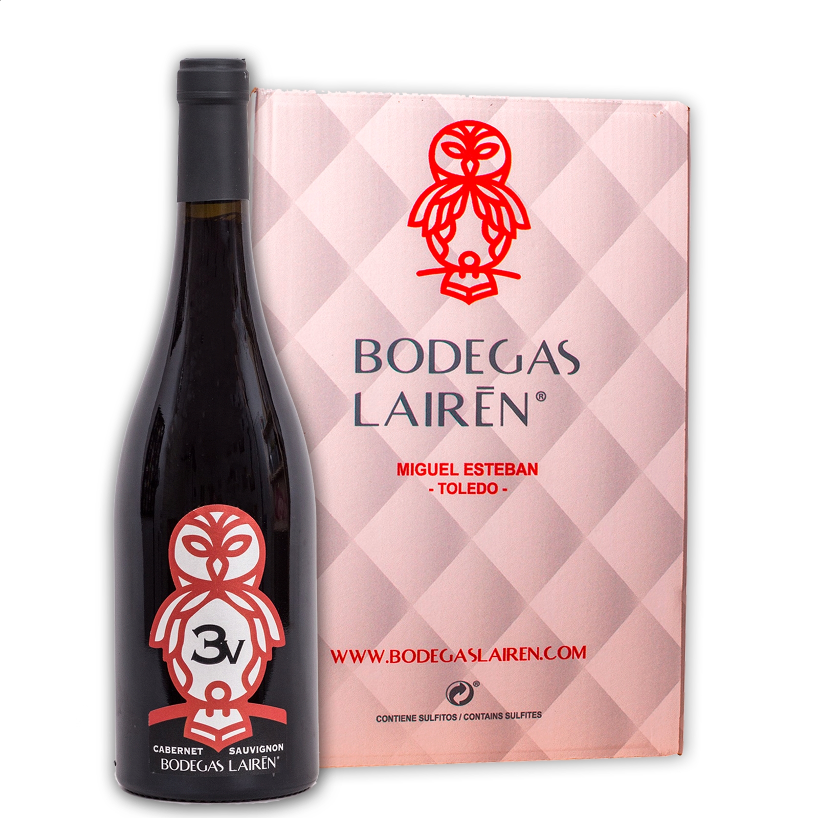 Bodegas Lairén - 3V Cabernet Sauvignon vino tinto joven D.O.P. La Mancha 75cl, 6uds