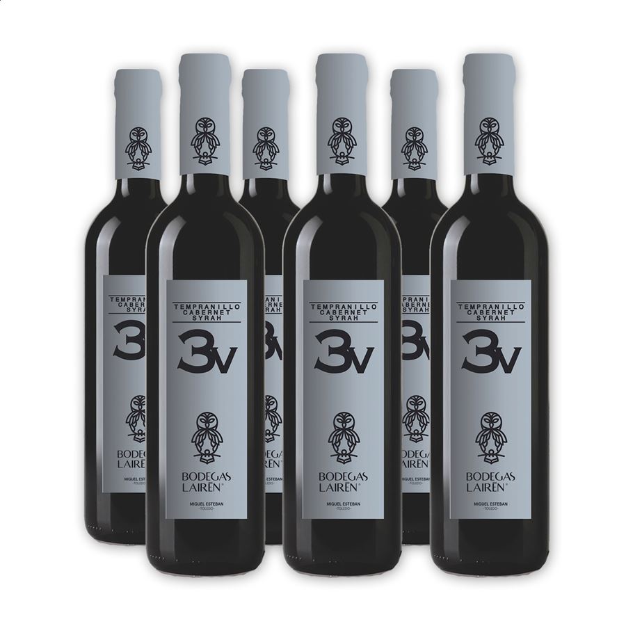 Bodegas Lairén - 3V vino tinto joven D.O.P La Mancha 75cl, 6uds