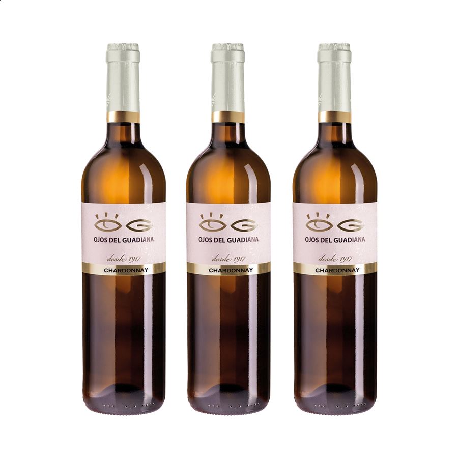 Bodegas El Progreso - Ojos del Guadiana Chardonnay vino blanco D.O.P. La Mancha 75cl, 3uds