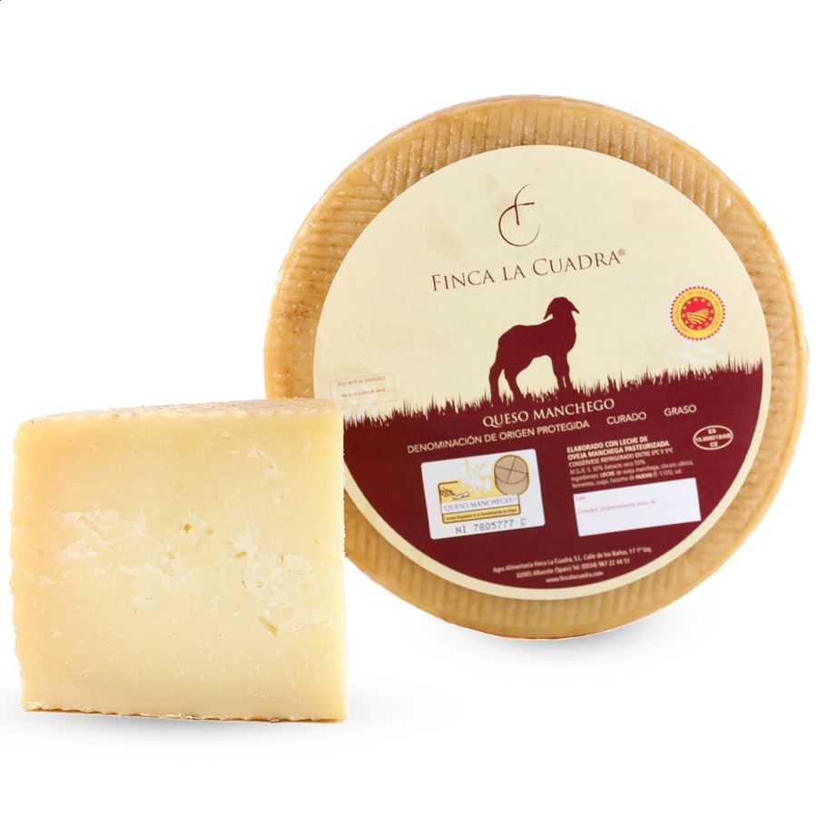 Finca La Cuadra - Queso curado de leche pasteurizada D.O.P. Queso Manchego 2,5Kg, 1ud