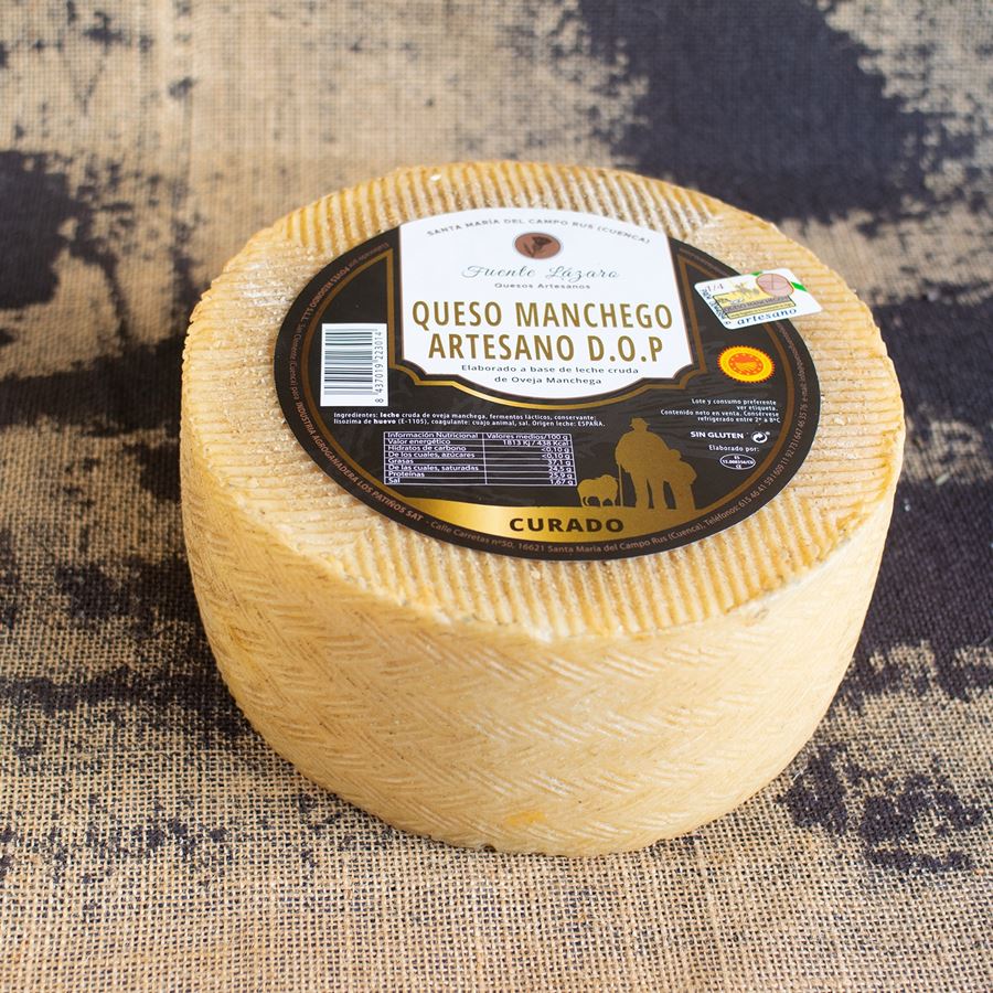 Quesos Fuente Lázaro - Queso Manchego artesano curado D.O.P. Queso Manchego 3,2Kg, 1ud