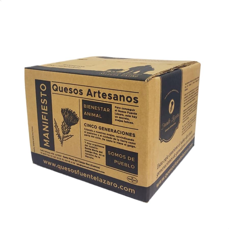 Quesos Fuente Lázaro - Queso Manchego artesano curado D.O.P. Queso Manchego 3,2Kg, 1ud
