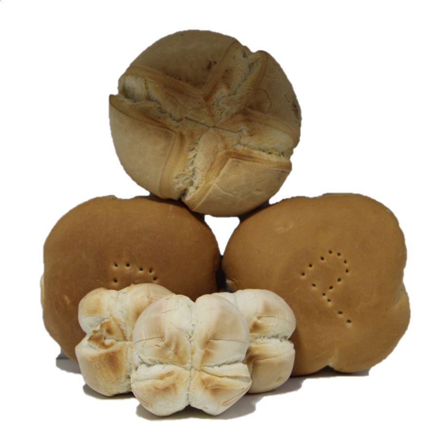 Panificadora Pedro y Miguel - 3 panes grandes y 3 panecillos mini IGP Pan de Cruz de Ciudad Real