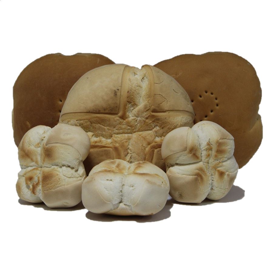 Panificadora Pedro y Miguel - 3 panes grandes y 3 panecillos mini IGP Pan de Cruz de Ciudad Real