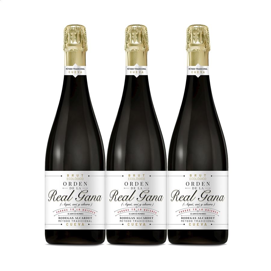 Bodegas Alcardet - Vino blanco Orden de la Real Gama Brut Ecológico MC Cueva 75cl, 3uds
