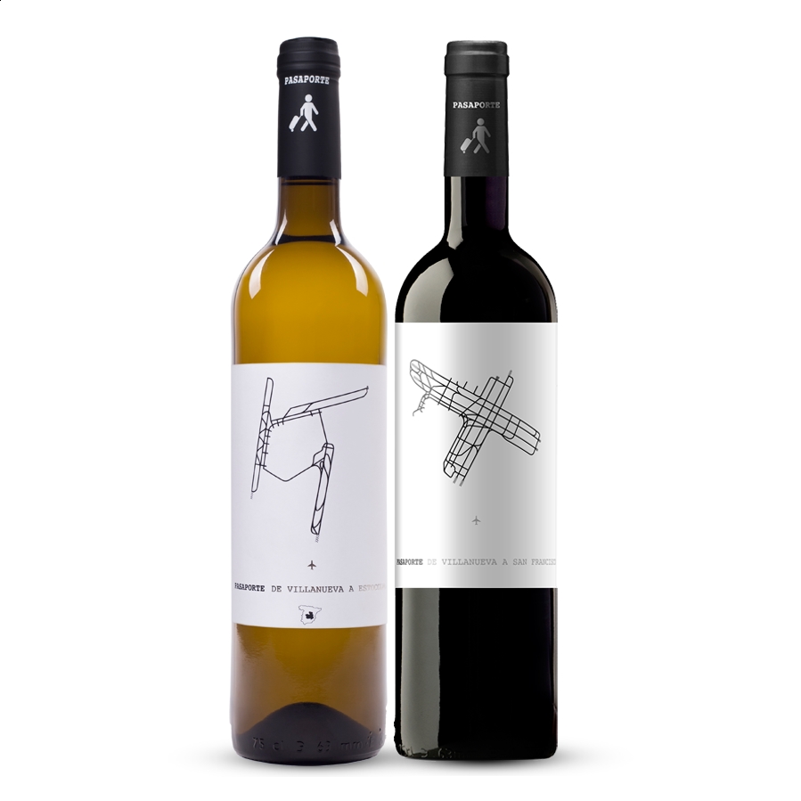 Bodegas Alcardet - Lote Pasaporte vino blanco y tinto IGP Vino de la Tierra de Castilla 75cl, 2uds