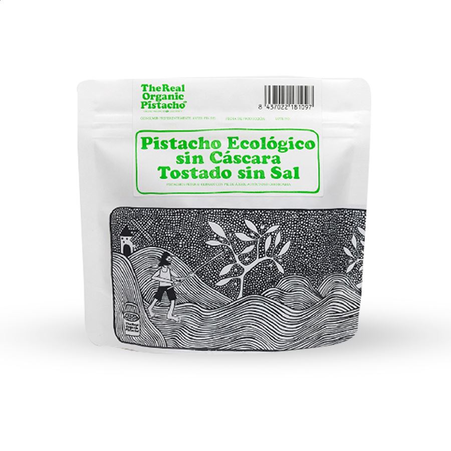 The Real Organic Pistacho - Pistacho ecológico sin cáscara tostado sin sal 125g, 3uds