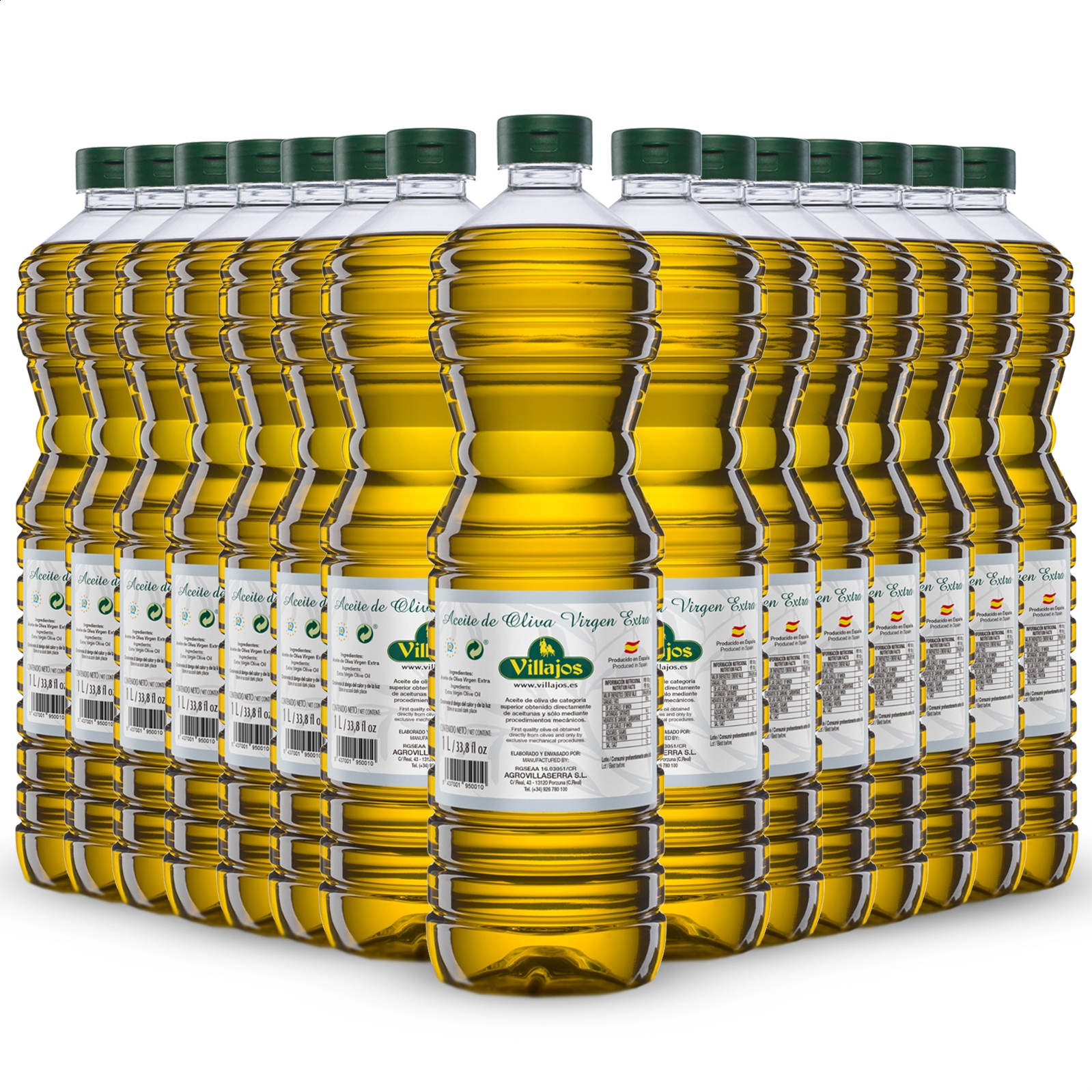 Villajos - Aceite de oliva virgen extra 1L, 15uds
