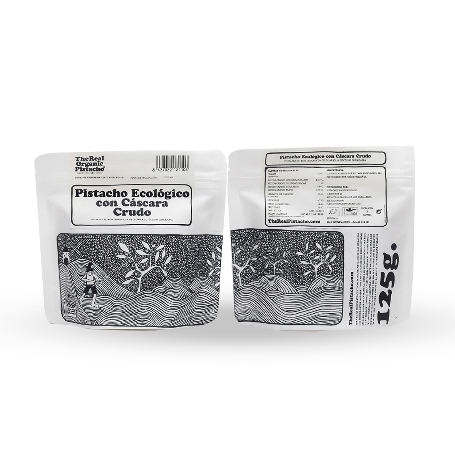 The Real Organic Pistacho - Lote de pistacho ecológico con cáscara 125g, 3uds