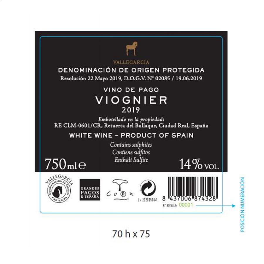 Pago de Vallegarcía - Vino blanco Viognier D.O.P. Vallegarcía 75cl, 6uds