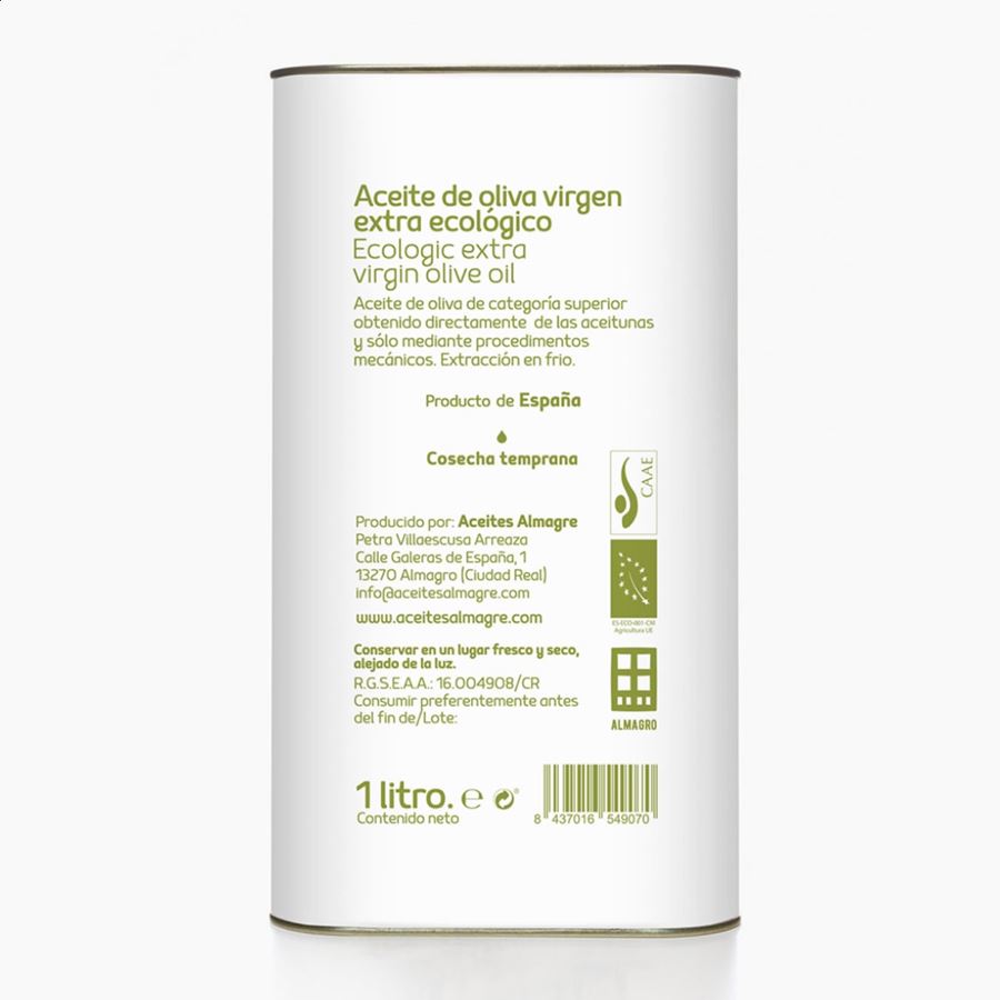 Almagre - AOVE Ecológico Picual lata blanca 1L, 1ud