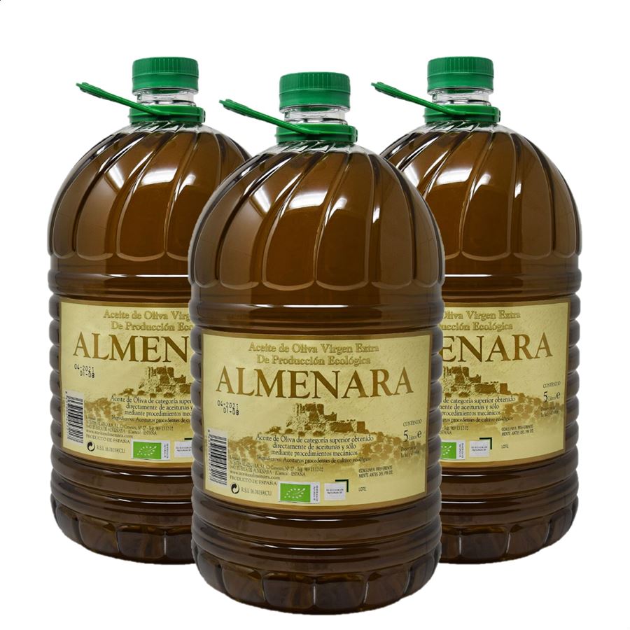 Aceites Almenara - Aceite de Oliva Extra Virgen Ecológico 5L, 3uds