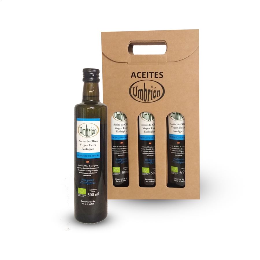 Umbrión - Aceite de oliva virgen extra ecológico Cornicabra 500ml, 3uds