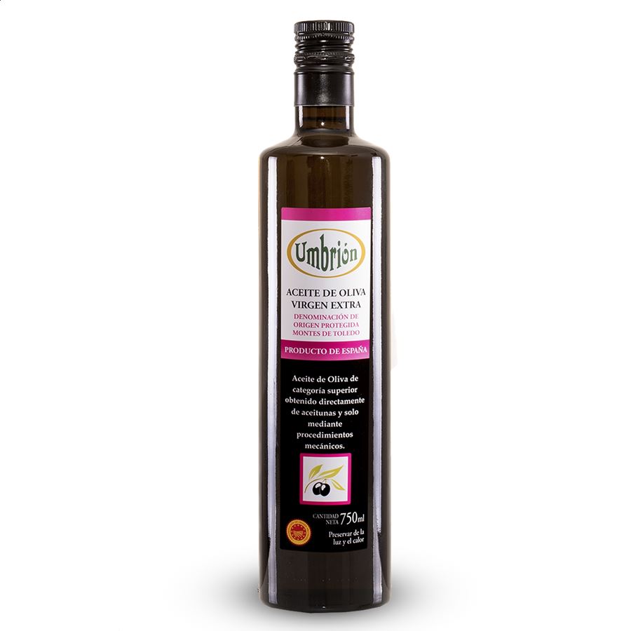 Umbrión - Aceite de oliva virgen extra Cornicabra D.O.P. Montes de Toledo 750ml, 3uds