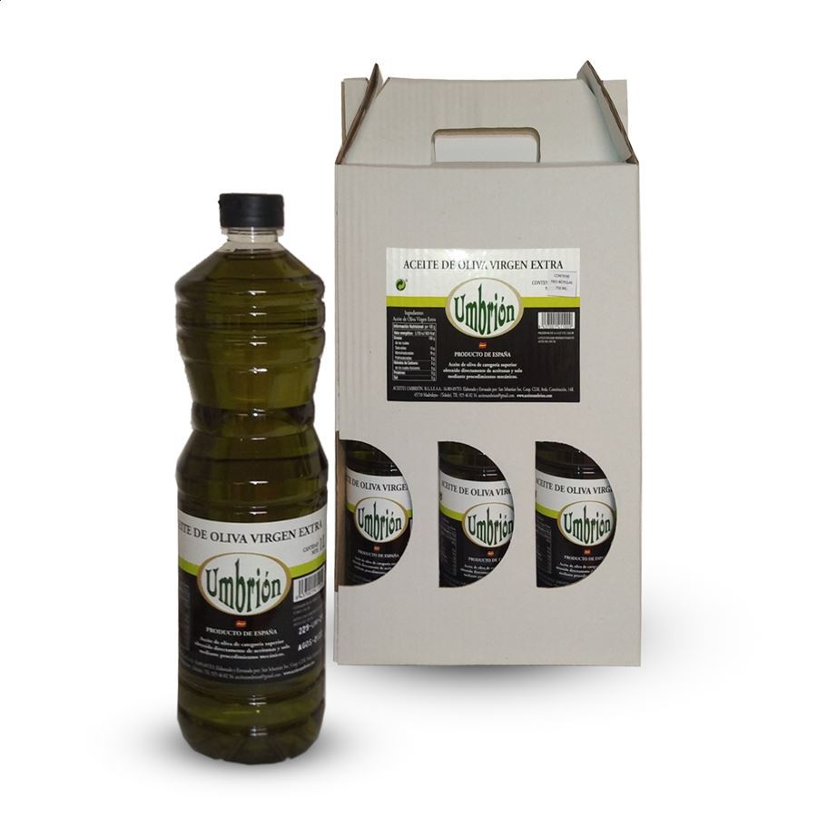 Umbrión - Aceite de oliva virgen extra Arbequina 1L, 3uds