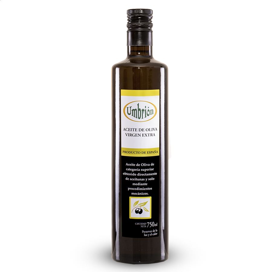 Umbrión - Lote de aceite de oliva virgen extra Cornicabra y Arbequina 750ml, 3uds