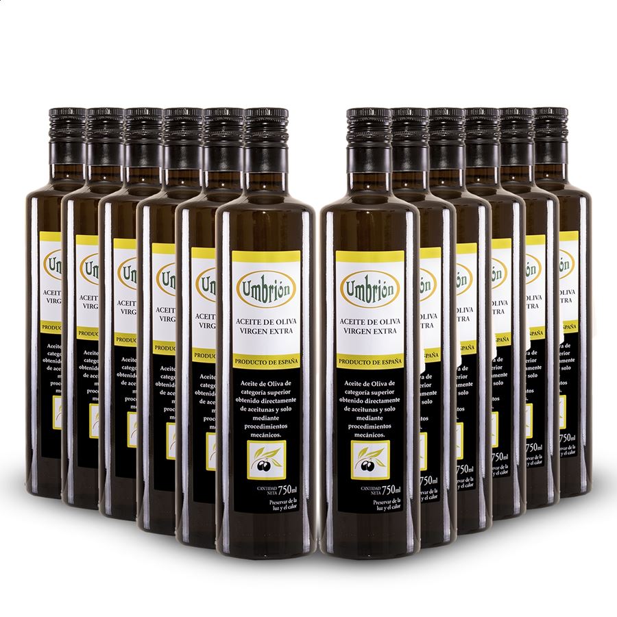 Umbrión - Aceite de oliva virgen extra Arbequina 750ml, 12uds