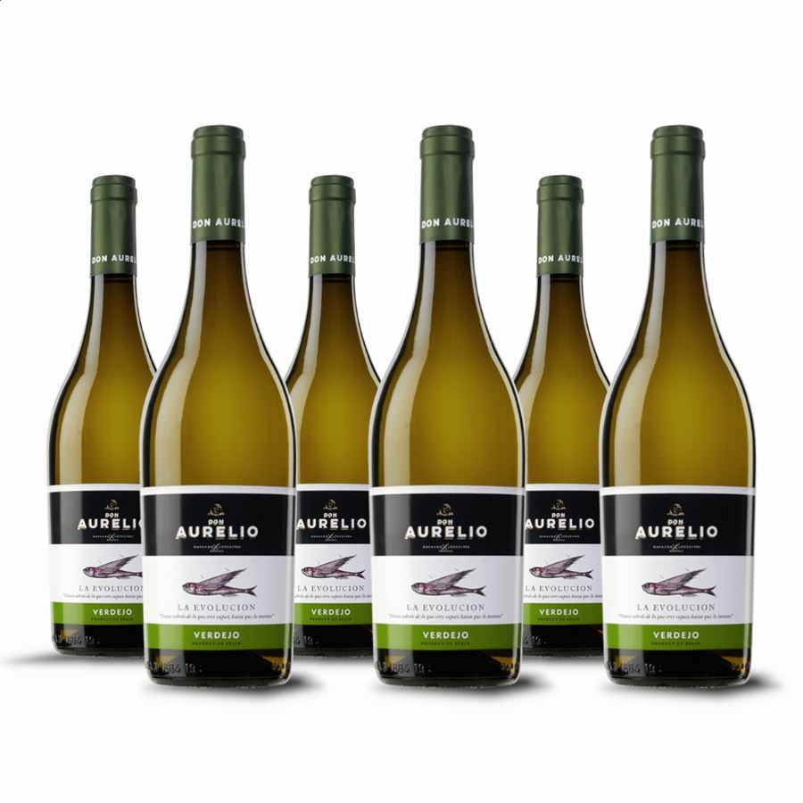 Don Aurelio - Vino blanco Verdejo D.O.P. Valdepeñas 75cl, 6uds