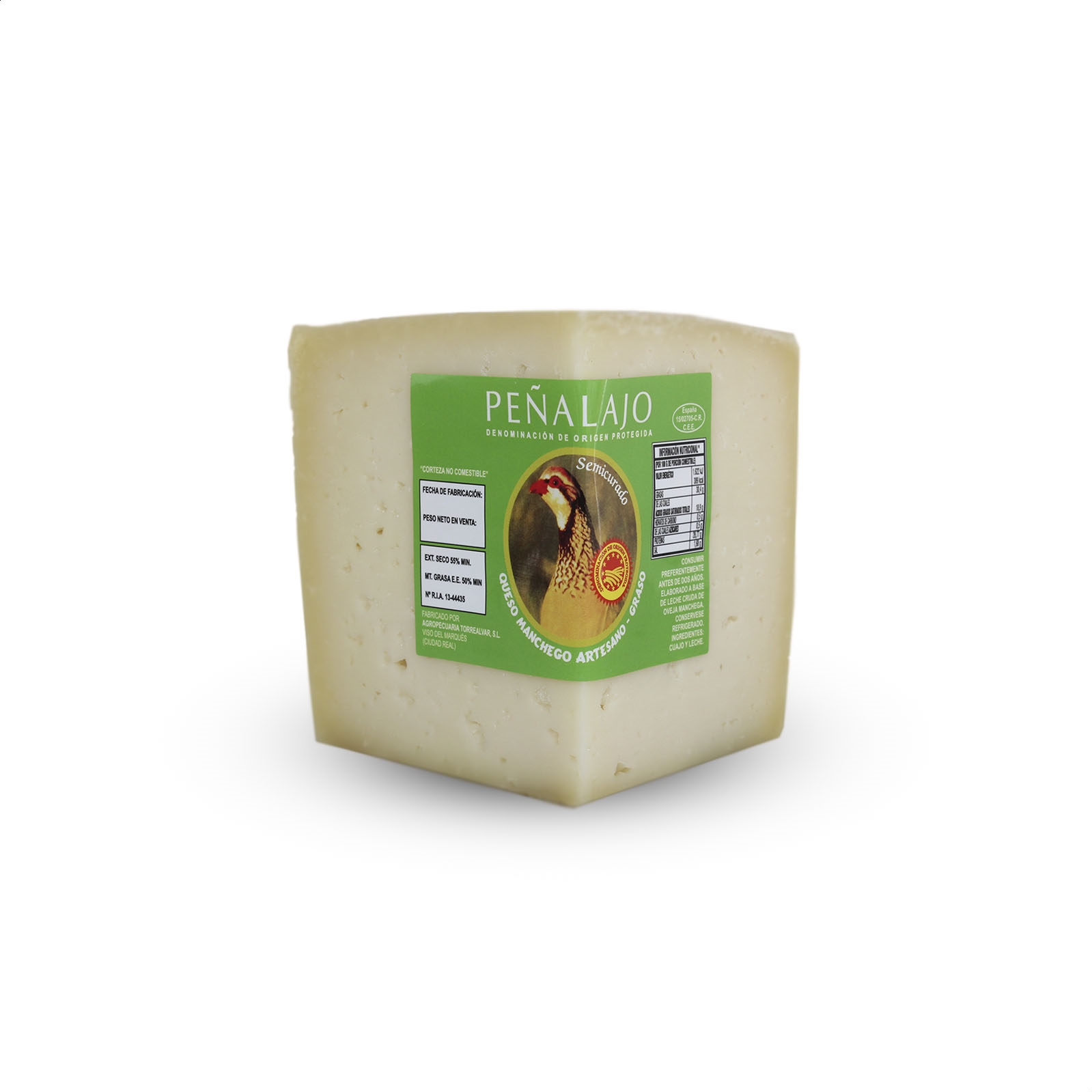 Quesos Peñalajo - Oveja semicurado de leche cruda D.O.P. Queso Manchego 500g, 1ud