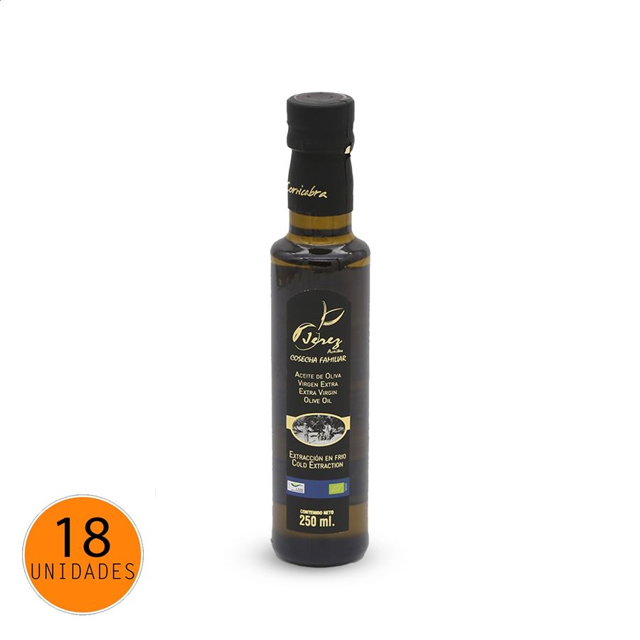 Aceites Jerez - Aceite de oliva virgen extra orgánico Cornicabra 250ml, 18uds