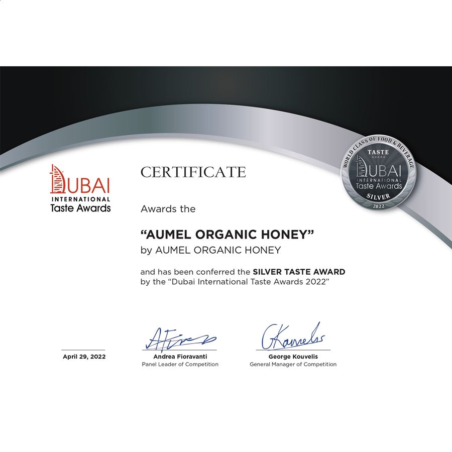 Aumel Organic Honey - Miel de mil flores ecológica en envase de corcho 300g, 1ud