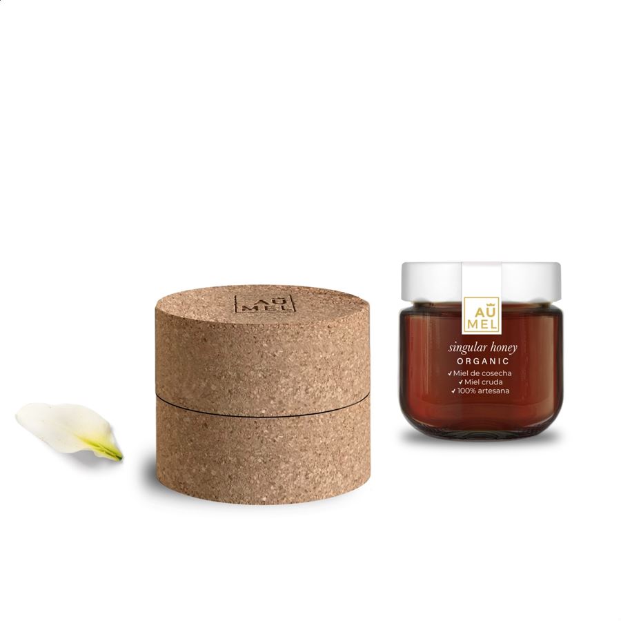 Aumel Organic Honey - Miel de bosque ecológica en envase de corcho 300g, 1 ud