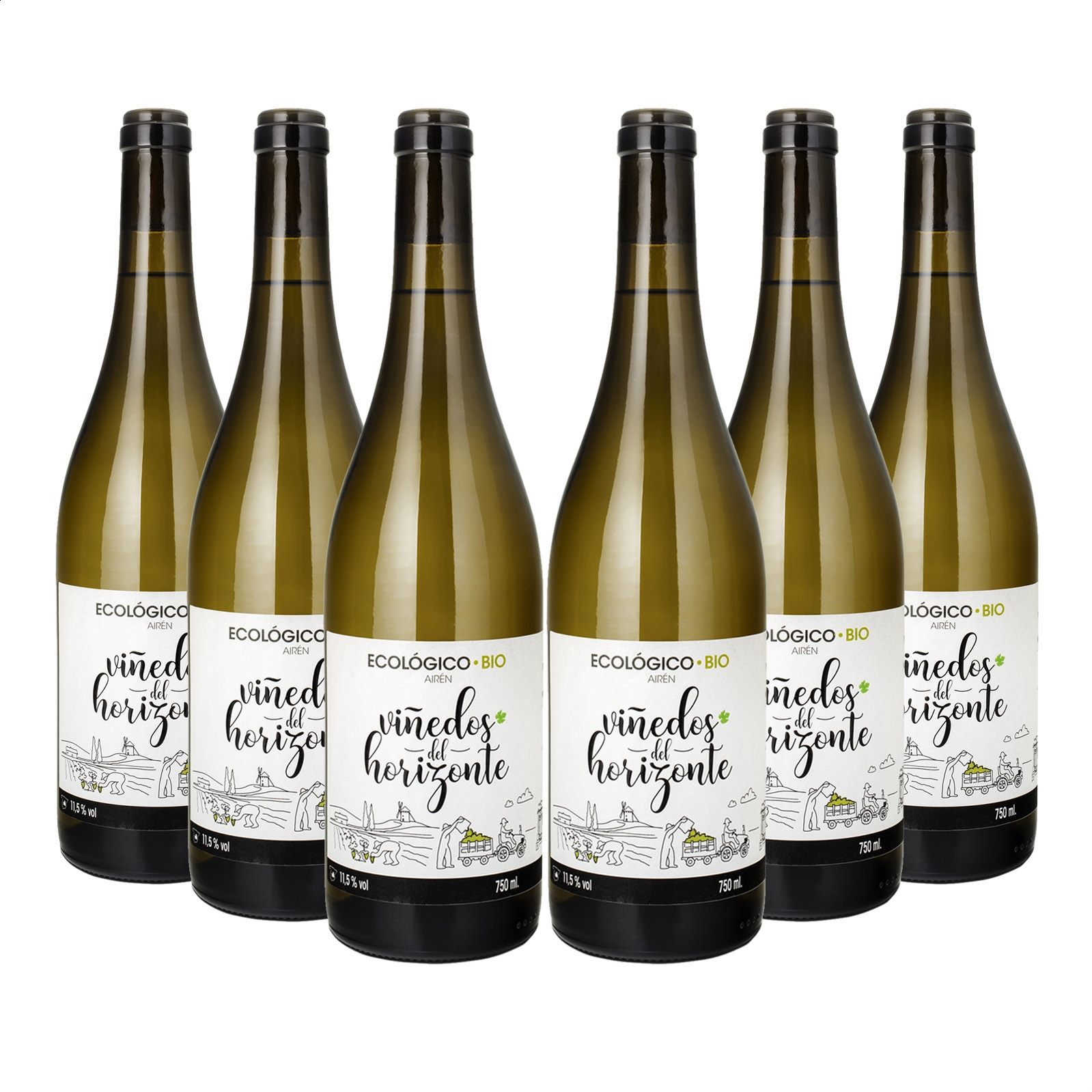 Viñedos del Horizonte - Vino blanco Airén ecológico IGP Vino de la Tierra de Castilla 75cl, 6uds