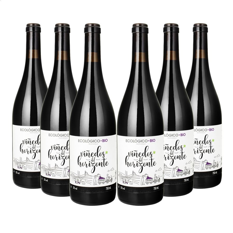 Viñedos del Horizonte - Vino tinto ecológico Tempranillo IGP Vino de la Tierra de Castilla 75cl, 6uds