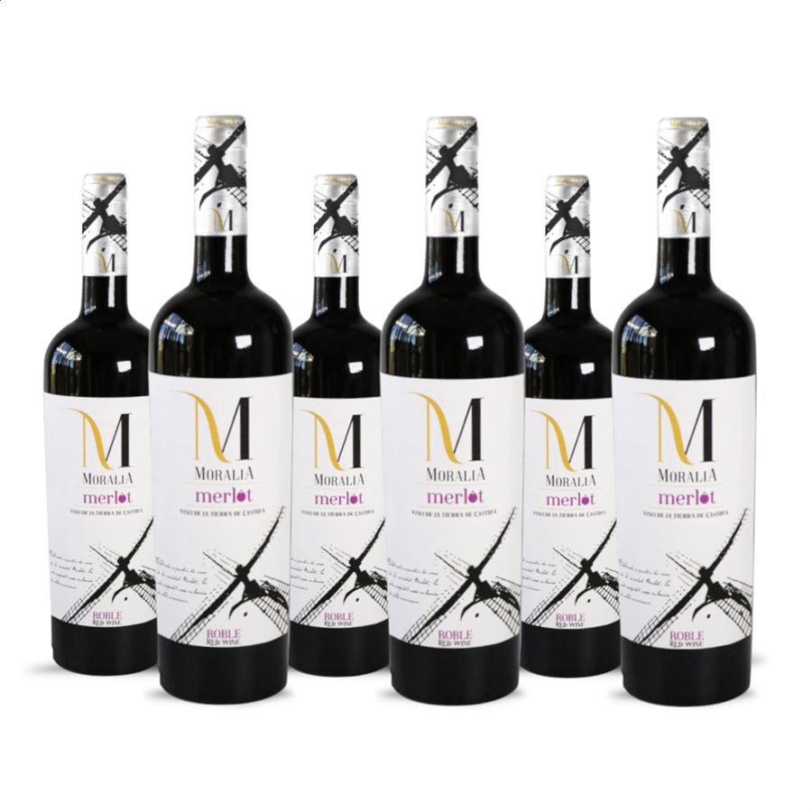 Moralia - Vino tinto Merlot IGP Vino de la Tierra de Castilla 75cl, 6uds