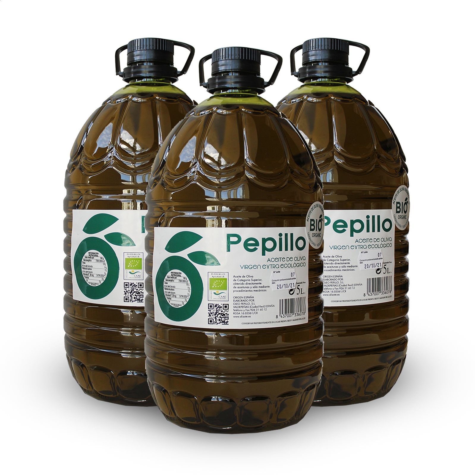 Oleo Pepillo - AOVE Ecológico 5L, 3uds