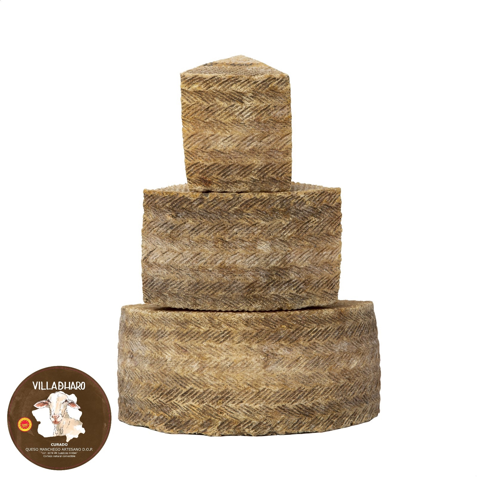 Quesería Villadharo - Queso curado de oveja D.O.P. Queso Manchego 1Kg, 1ud