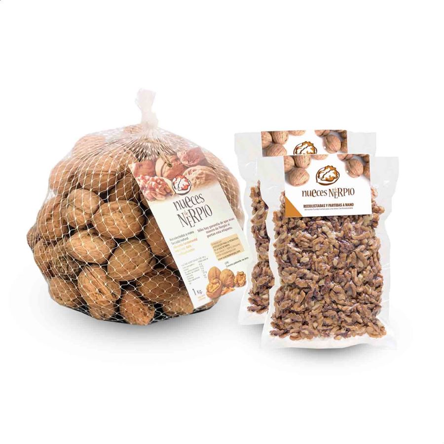 Nueces de Nerpio – Lote de nuez con cáscara, pelada mariposa y pelada mixta 3uds