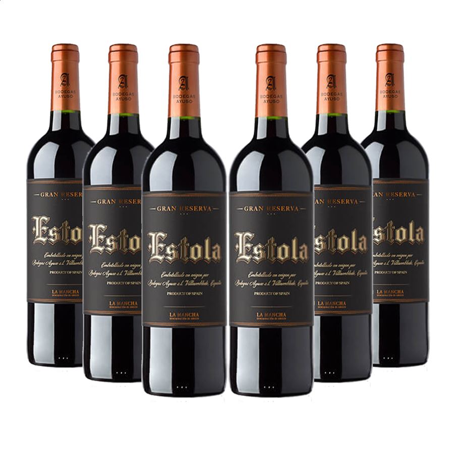 Bodegas Ayuso - Estola Gran Reserva vino tinto D.O.P. La Mancha 75cl, 6uds