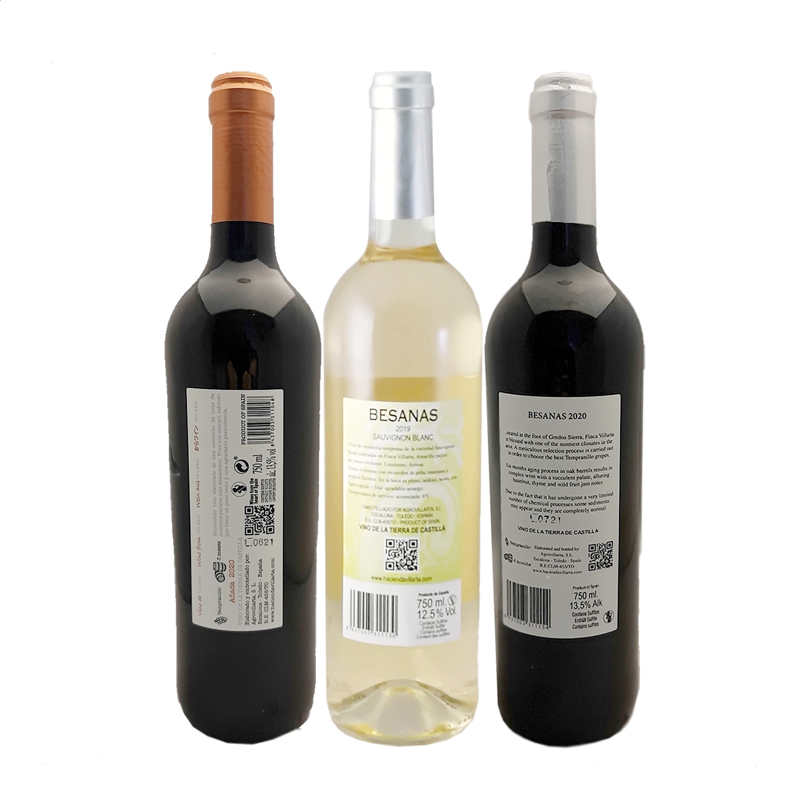 Hacienda Villarta - Lote vino blanco y tinto IGP Vino de la Tierra de Castilla 75cl, 3uds