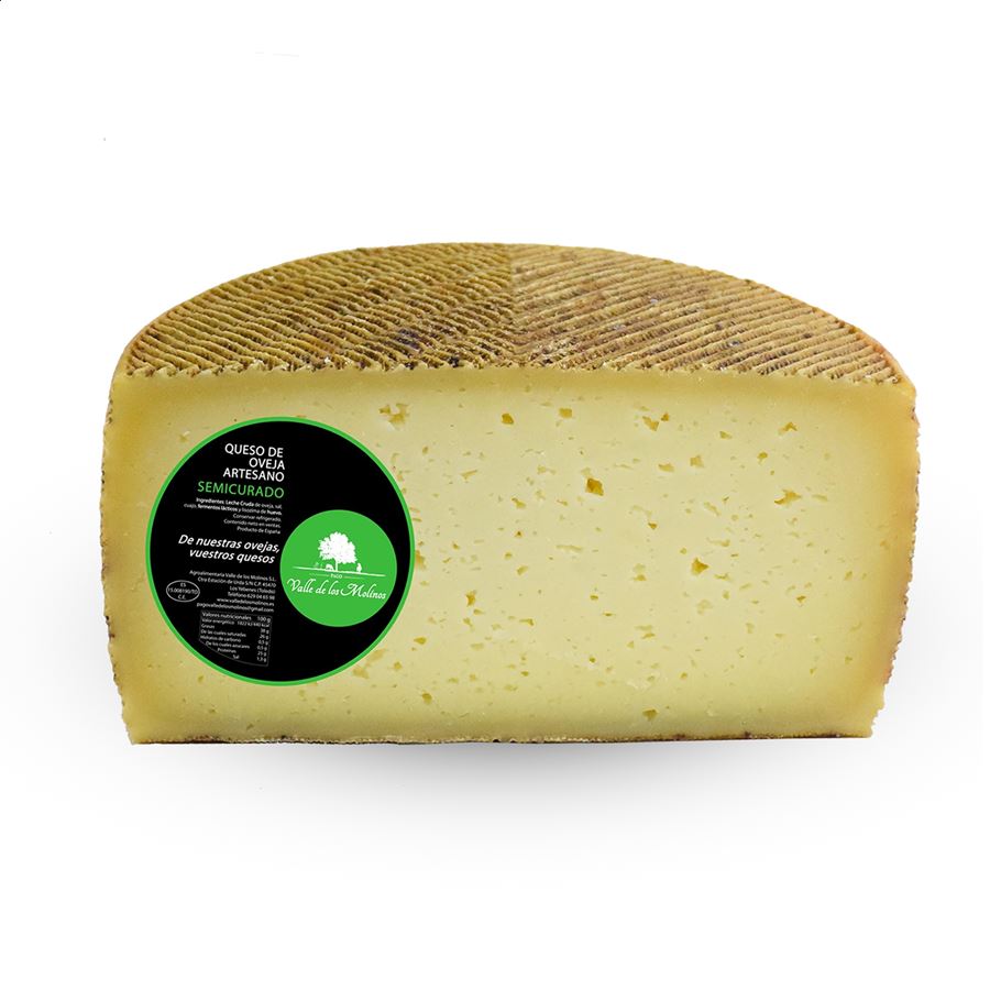 Valle de los Molinos - Medio queso semicurado artesano de leche cruda 1,5Kg, 1ud