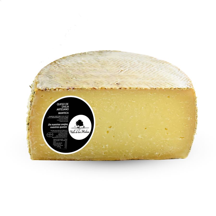 Valle de los Molinos - Medio queso curado en manteca de leche cruda 1,42Kg, 1ud