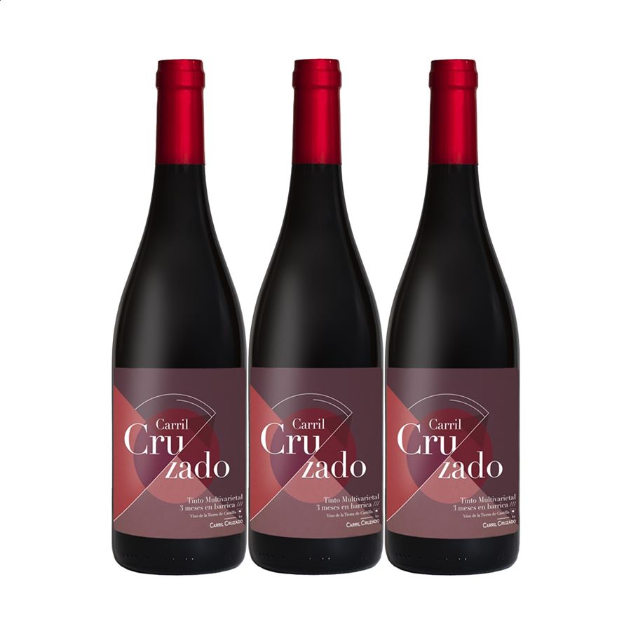 Carril Cruzado - Vino tinto multivarietal roble IGP Vino de la Tierra de Castilla 75cl, 3uds