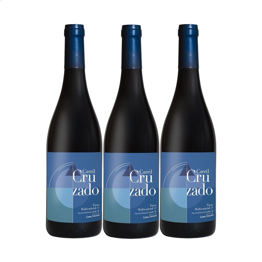 Carril Cruzado - Vino tinto joven Cabernet Sauvignon IGP Vino de la Tierra de Castilla 75cl, 3uds