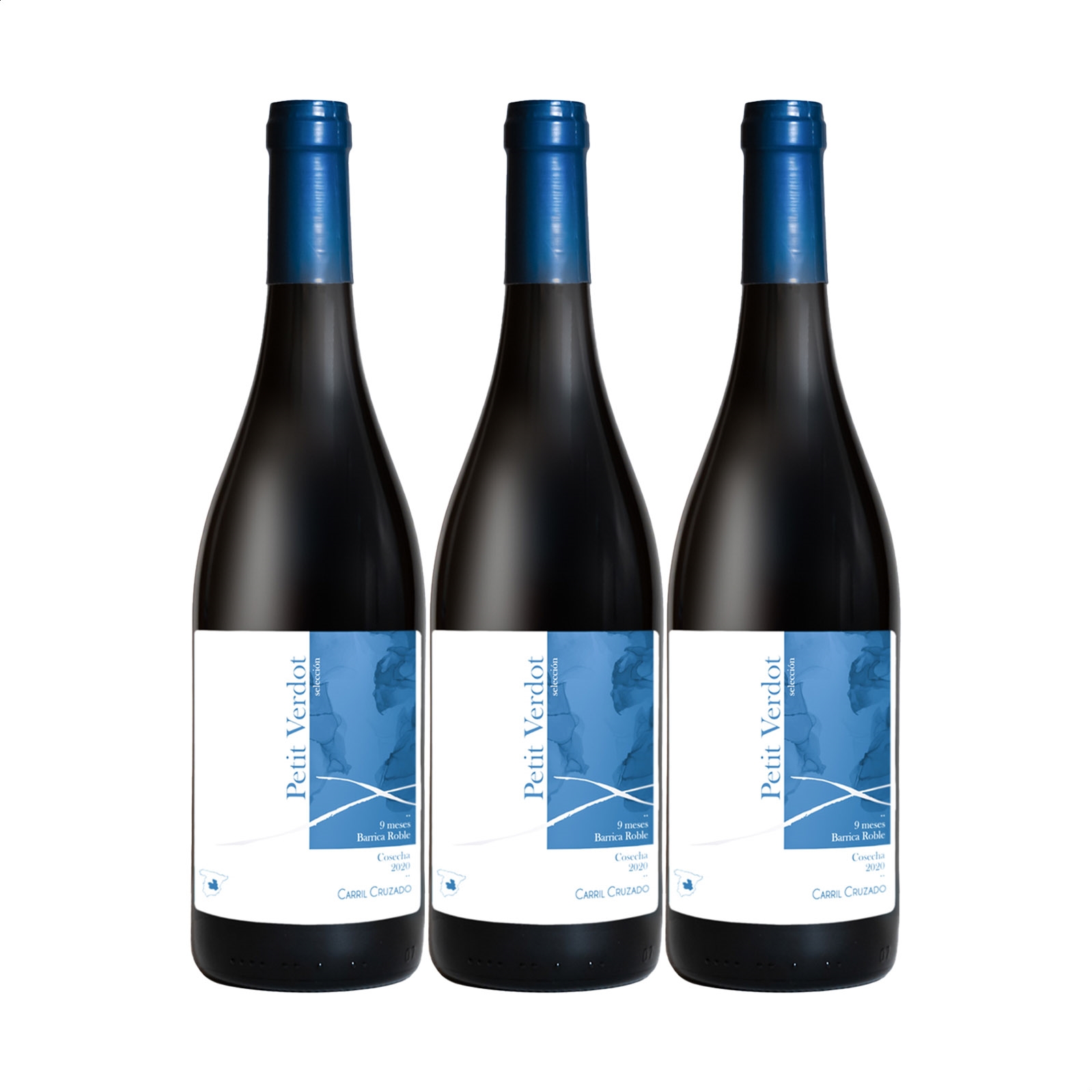 Carril Cruzado - Vino tinto selección Petit Verdot IGP Vino de la Tierra de Castilla 75cl, 3uds