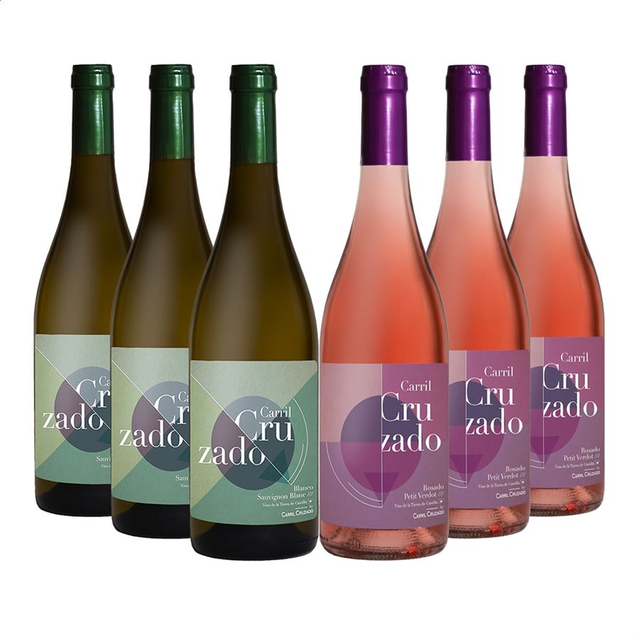Carril Cruzado - Lote de vino blanco y rosado D.O.P. Manchuela 75cl, 6uds